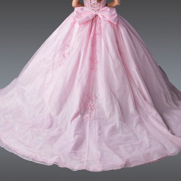 New Off Shoulder Ball Gown w/ Floral Lace Embroidery & Layered Skirt DQ 1985 - Picture 6 of 9